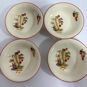 Vintage Edwin Knowles Tia Juana Fruit/Dessert‎ Bowl 5.5" Kitchen Scene Set of 4